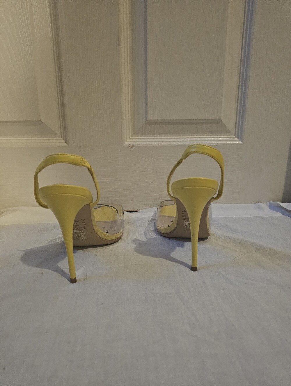 ALDO Yellow Clear PVC Slingback Stiletto Heels Pumps Size 7.5 - Picture 4 of 9